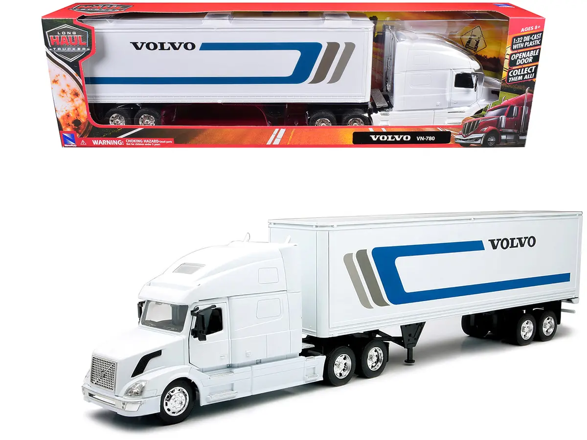 Volvo Vn-780 Truck With Dry Van Trailer White "Long Haul Truckers" Series 1/32 Diecast Model By New Ray 1