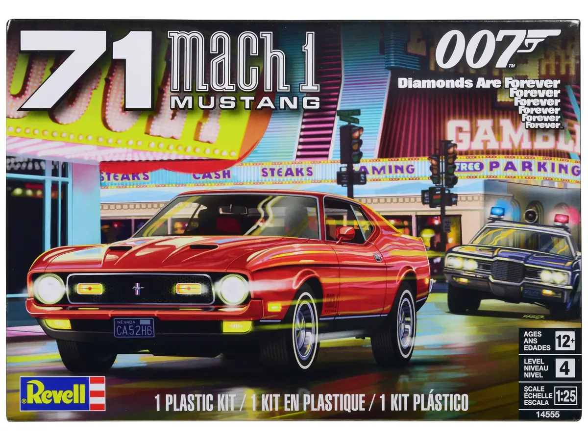 1971 Ford Mustang Mach 1 James Bond 007 "Diamonds Are Forever" (1971) Movie Plastic Model Kit (Skill Level 4) 1/25 Scale Model By Revell 1