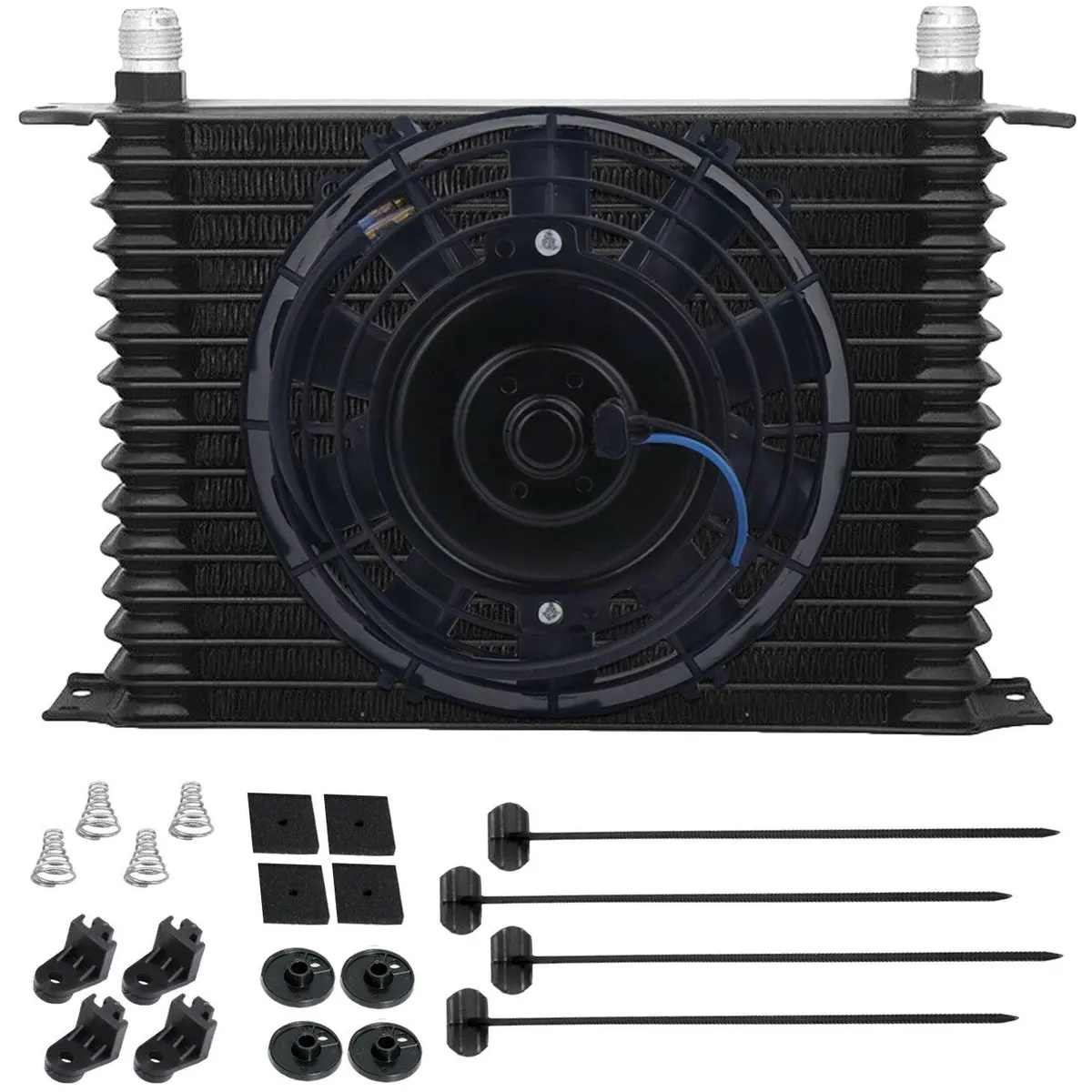 15 Row Engine Transmission Oil Cooler 6-8-10 An Fittings Electric Fan Kit 1