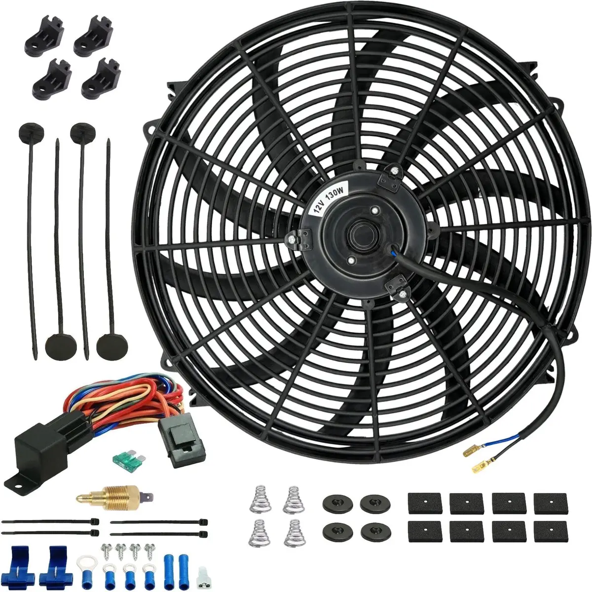 16-17 Inch 130W Electric Radiator Fan Npt Grounding Thermostat Switch 1