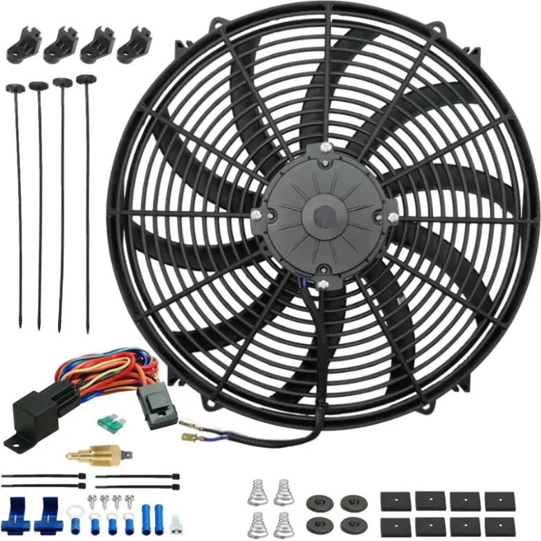16-17 Inch 180W Electric Radiator Fan Npt Ground Temperature Switch Kit 1