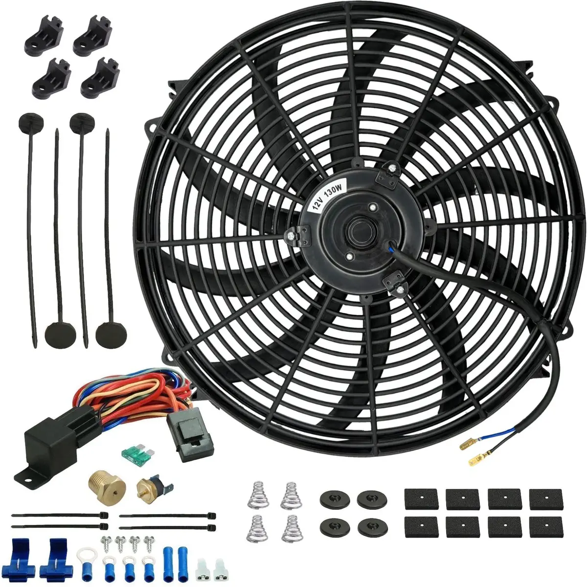16-17 Inch 130W Electric Radiator Fan Thread-In Npt Thermostat Wiring Kit 1
