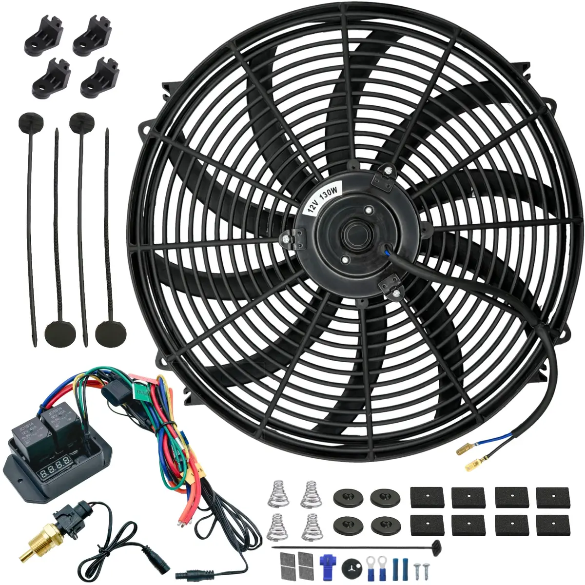 16-17 Inch 130W Electric Fans Digital Adjustable Thermostat Temp Switch Wire Kit 1
