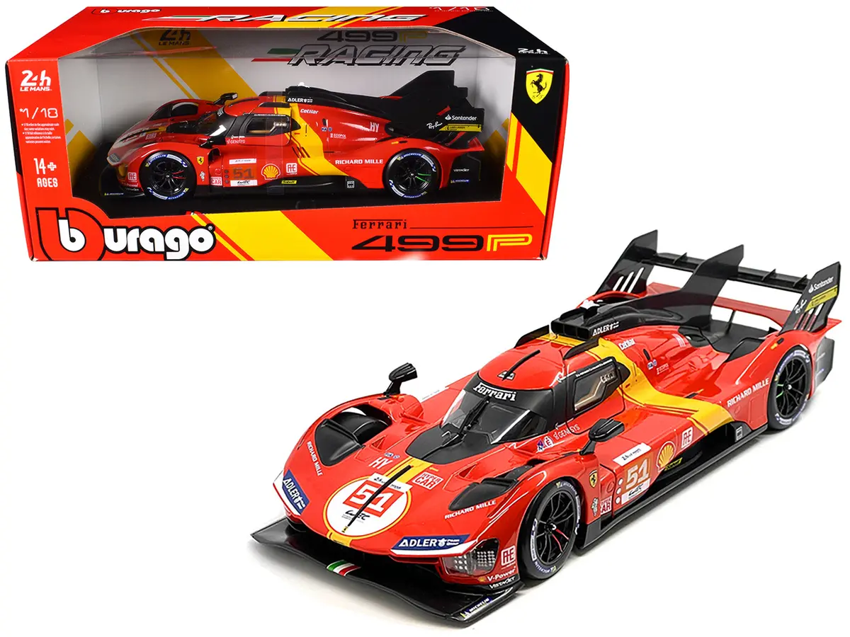 Ferrari 499P #51 James Calado - Antonio Giovinazzi - Alessandro Pier Guidi "Ferrari Af Corse" Winner "24 Hours Of Le Mans" (2023) "Racing" Series 1/18 Diecast Model Car By Bburago 1