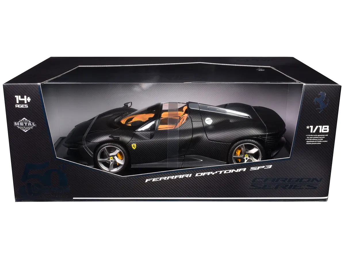 Ferrari Daytona Sp3 Carbon Fiber "Carbon Series - Bburago 50Th Anniversary" 1/18 Diecast Model Car By Bburago 1
