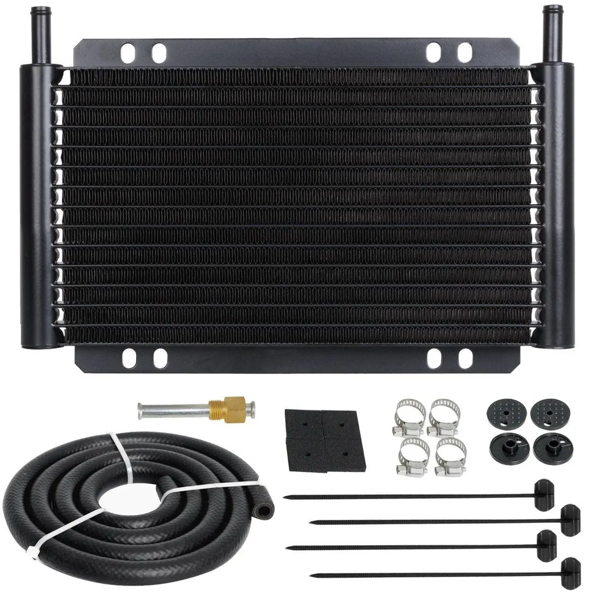 17 Row 6An 3/8 Inch Hose Fitting Aluminum Engine Transmission Oil Cooler Kit 1