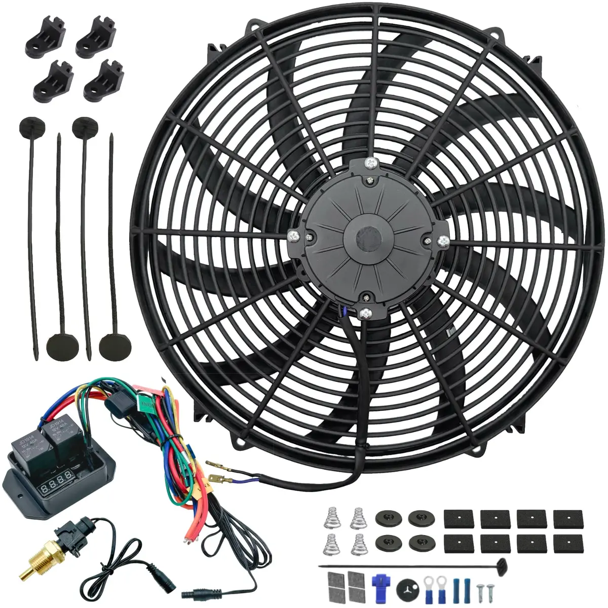 16-17 Inch 180W Electric Fans Digital Adjustable Npt Thermostat Temp Switch Kit 1