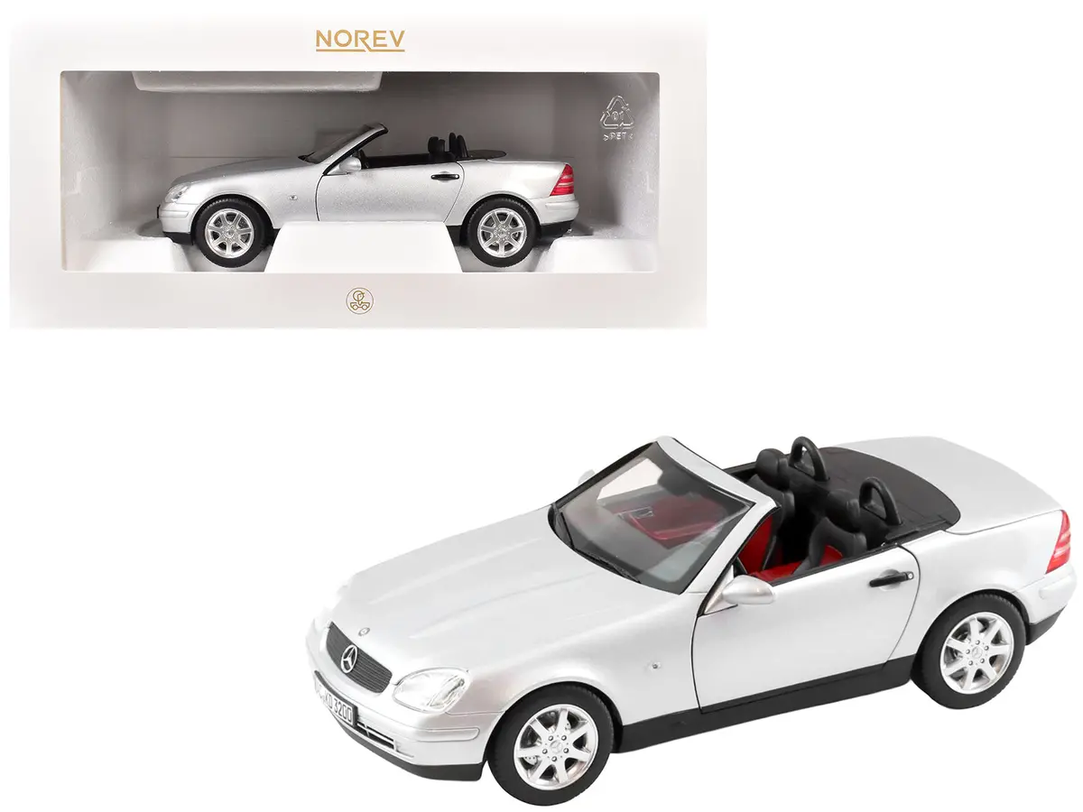1996 Mercedes-Benz Slk Convertible Brilliant Silver Metallic 1/18 Diecast Model Car By Norev 1