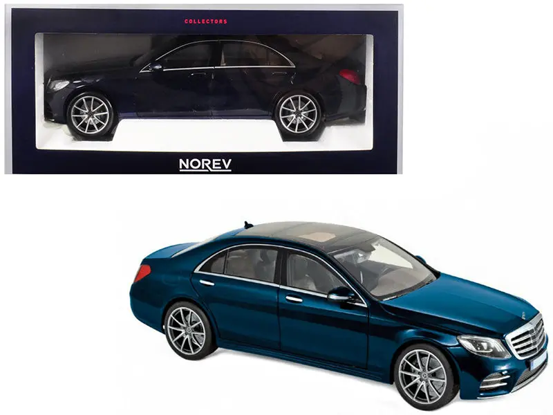 2018 Mercedes Benz S Class Amg Line With Sunroof Metallic Dark Blue 1/18 Diecast Model Car By Norev 1