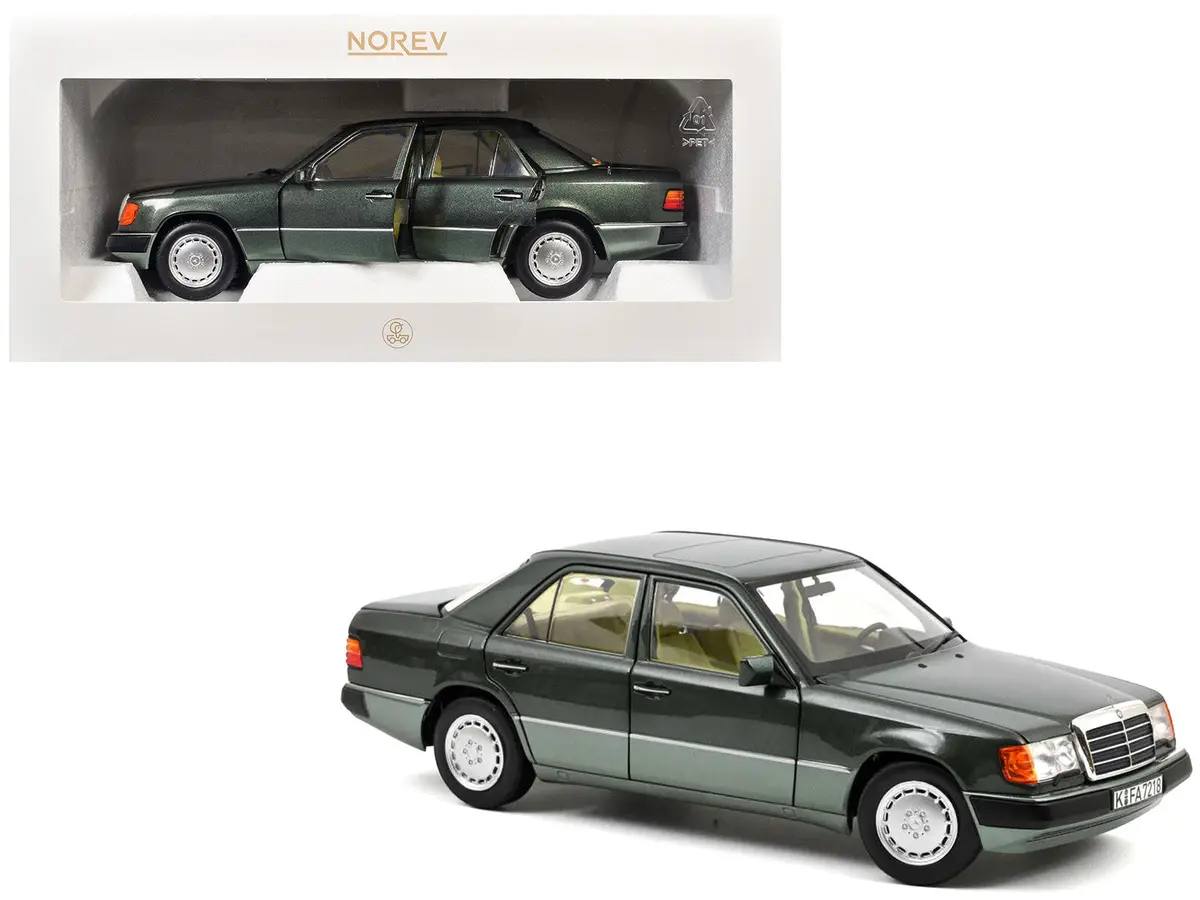 1990 Mercedes-Benz 230 E Night Green Metallic With Green Interior 1/18 Diecast Model Car By Norev 1