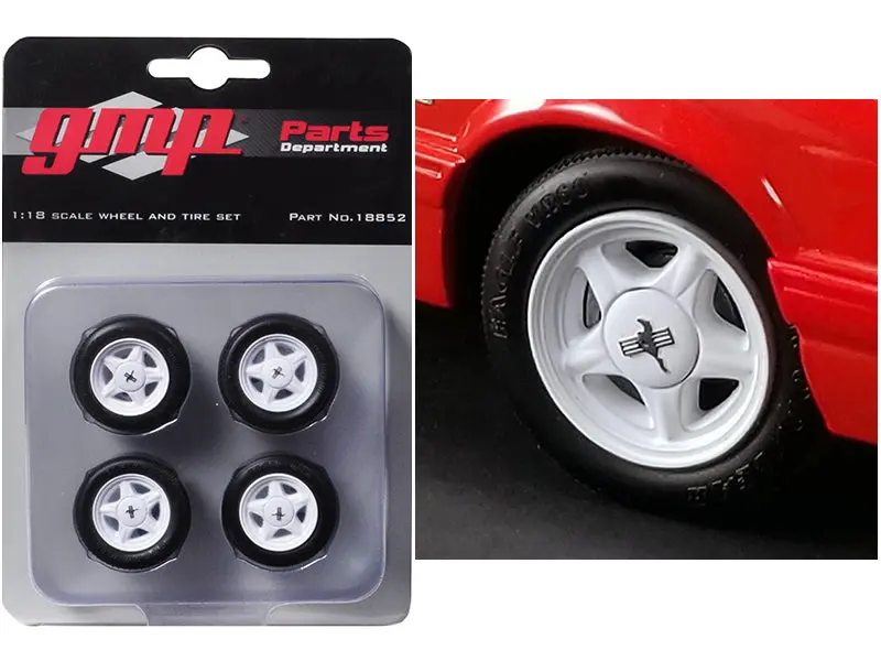 (4 Piece Pony Wheels And Tires Set) From A 1992 Ford Mustang Lx 1/18 Diecast Model By Gmp 1