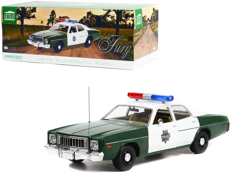 1975 Plymouth Fury Green And White "Capitol City Police" 1/18 Diecast Model Car By Greenlight 1