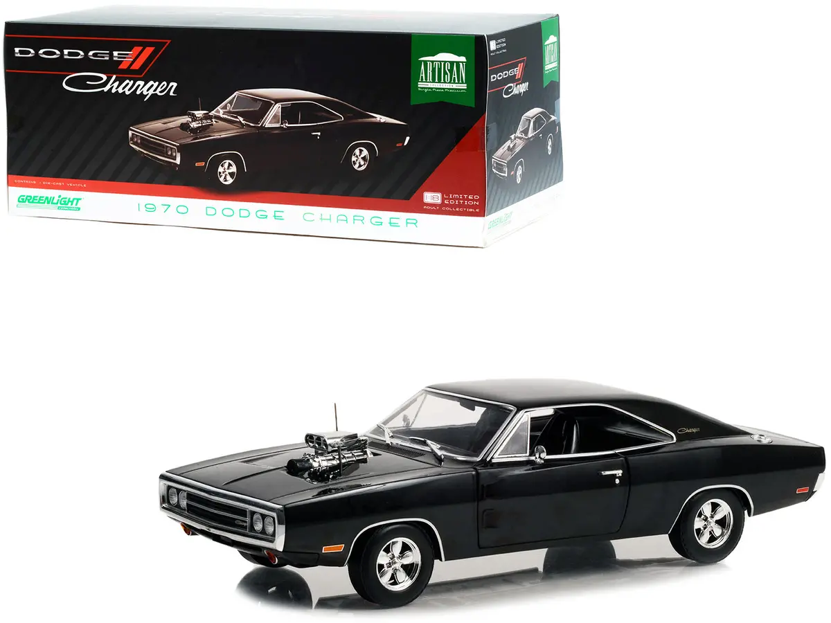 1970 Dodge Charger With Blown Engine Black "Artisan Collection" Series 1/18 Diecast Model Car By Greenlight 1