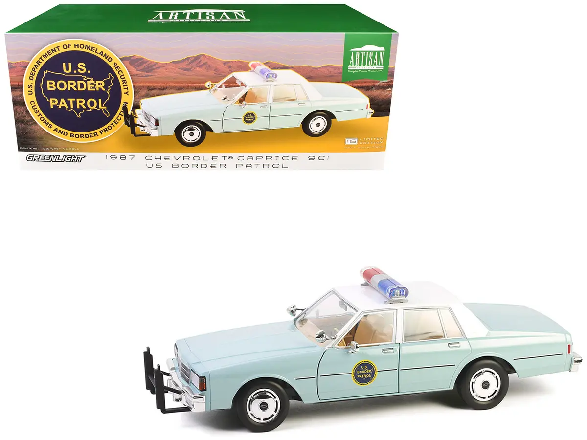 1987 Chevrolet Caprice 9C1 "Us Border Patrol" Light Green With White Top "Artisan Collection" 1/18 Diecast Model Car By Greenlight 1