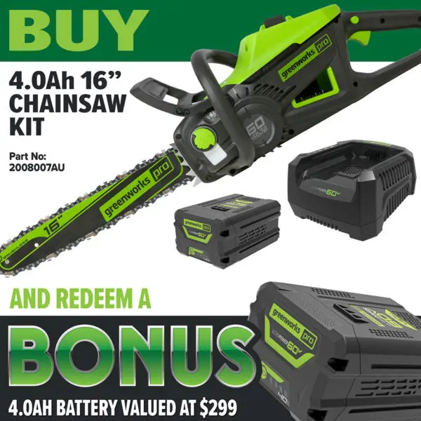 Greenworks 60V Battery Chainsaw Kit 1