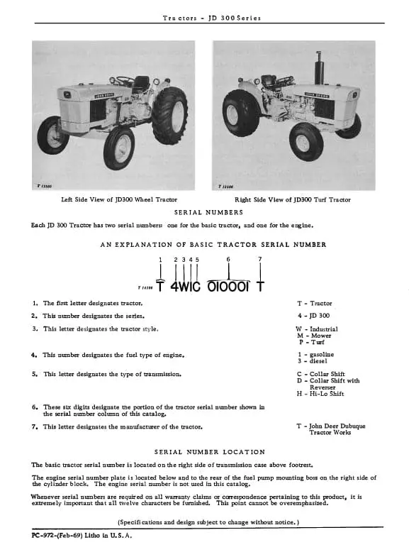 John Deere Jd 300 Tractor - Parts List 2