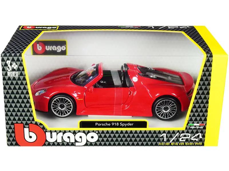 Porsche 918 Spyder Convertible Red 1/24 Diecast Model Car By Bburago 1