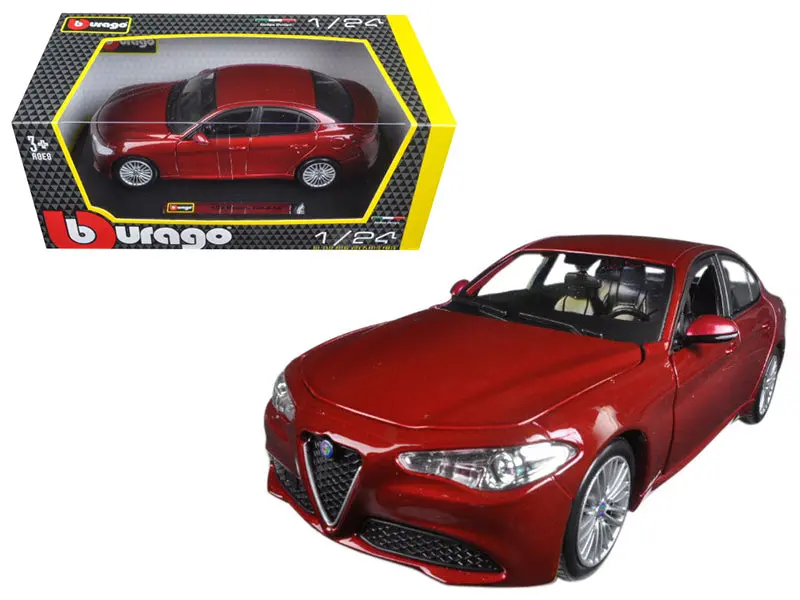 2016 Alfa Romeo Giulia Burgundy 1/24 Diecast Model Car By Bburago 1