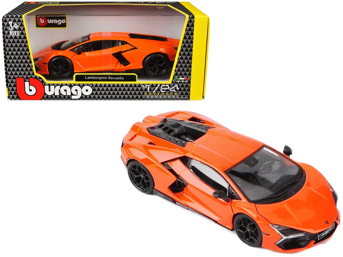Lamborghini Revuelto Orange "Italian Design" Series 1/24 Diecast Model Car By Bburago 1
