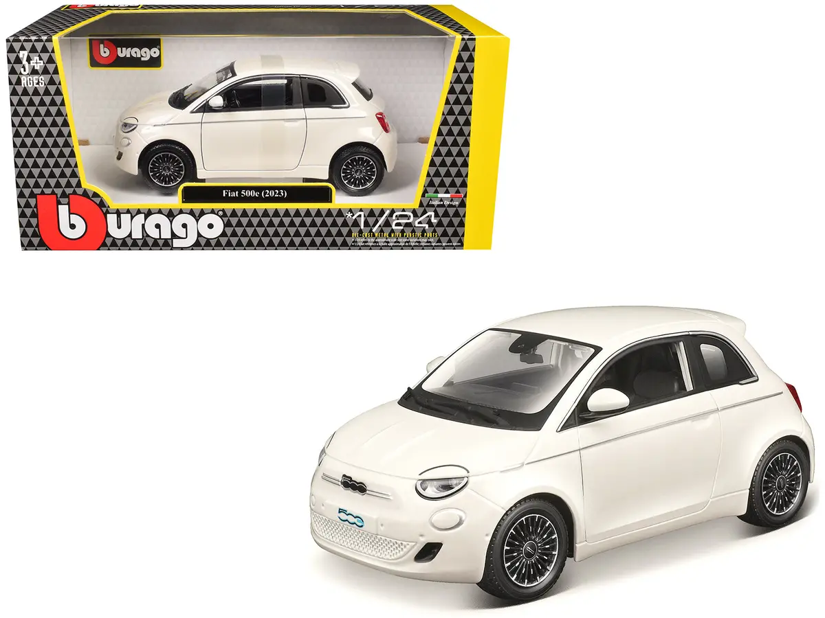 2023 Fiat 500E White 1/24 Diecast Model Car By Bburago 1