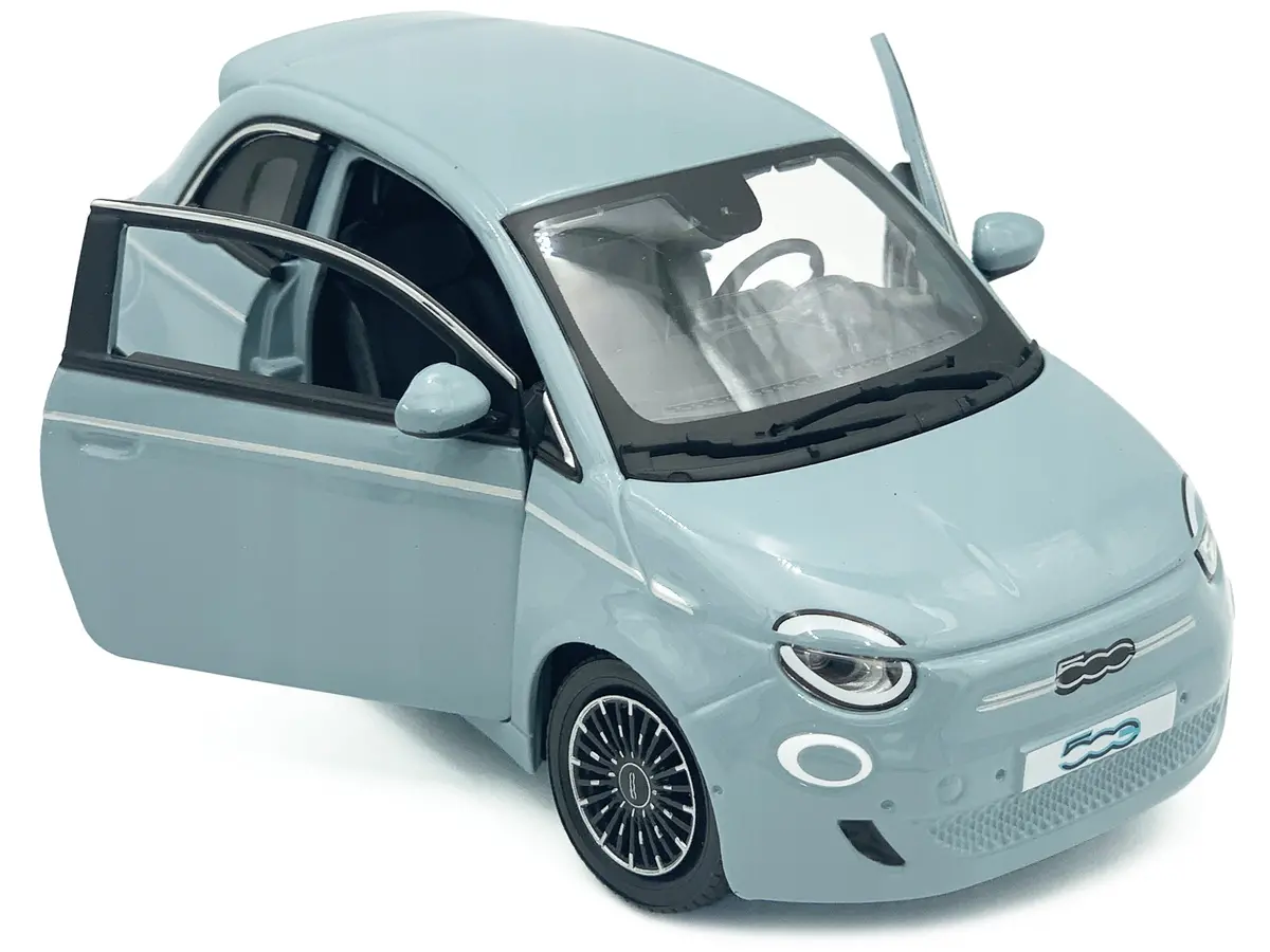 2023 Fiat 500E Light Blue 1/24 Diecast Model Car By Bburago 2