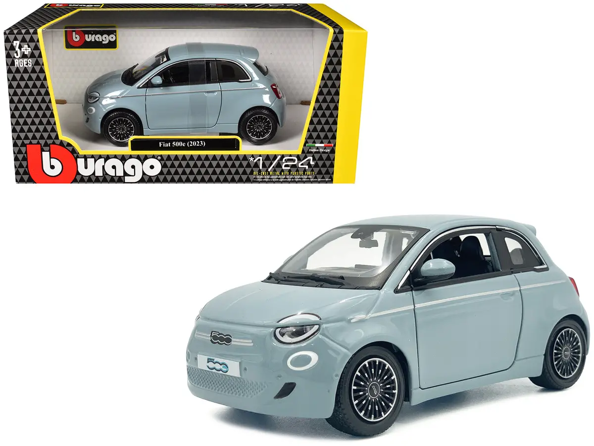 2023 Fiat 500E Light Blue 1/24 Diecast Model Car By Bburago 1