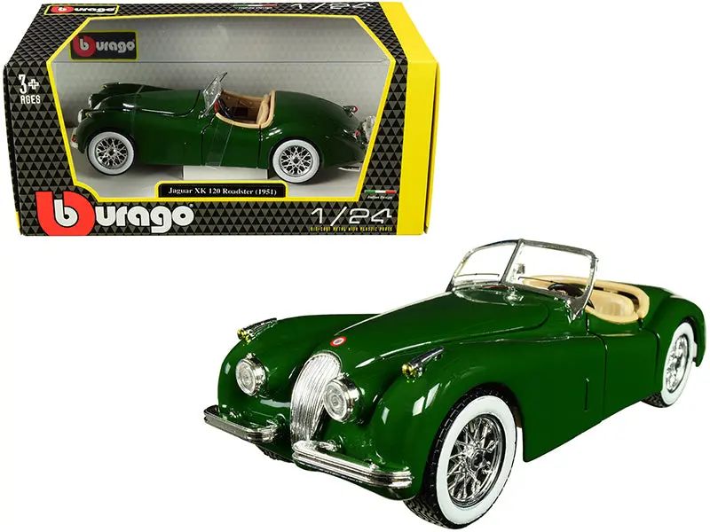 1951 Jaguar Xk 120 Roadster Green 1/24 Diecast Model Car By Bburago 1