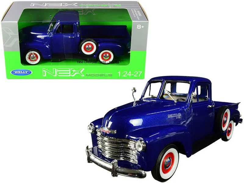 1953 Chevrolet 3100 Pickup Truck Blue 1/24-1/27 Diecast Model By Welly 1