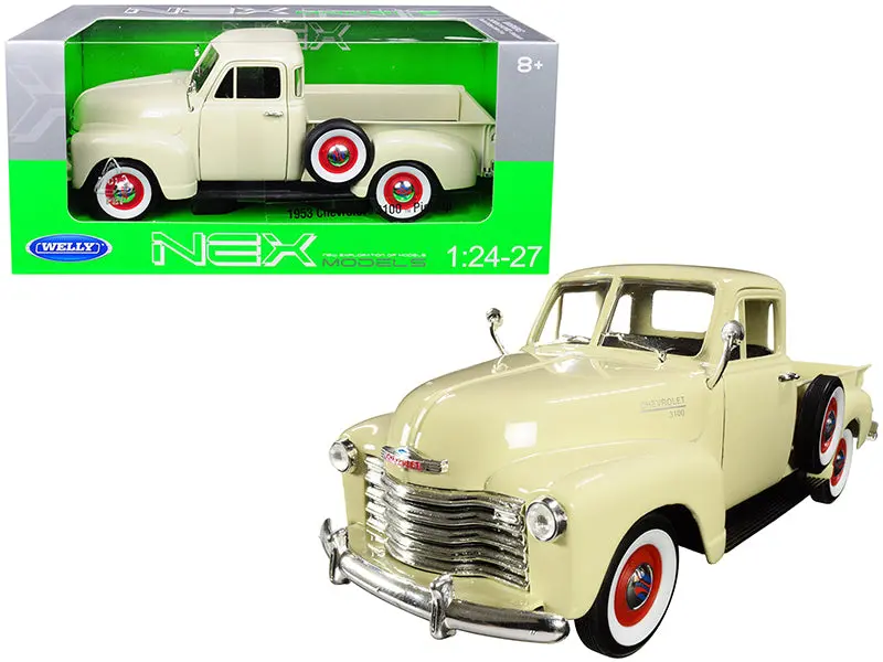 1953 Chevrolet 3100 Pickup Truck Cream 1/24-1/27 Diecast Model By Welly 1