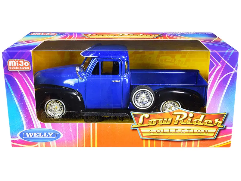 1953 Chevrolet 3100 Pickup Truck Blue And Black "Low Rider Collection" 1/24 Diecast Model By Welly 1