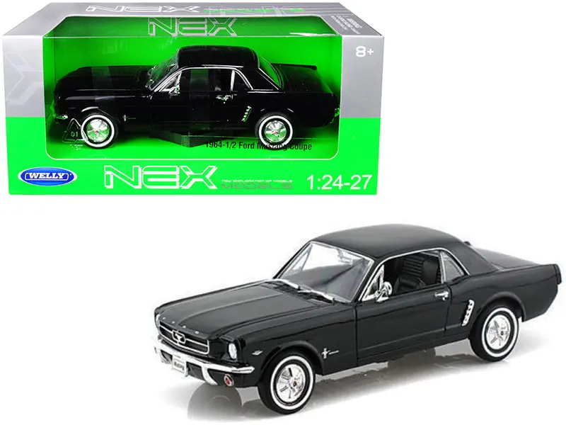 1964 1/2 Ford Mustang Hardtop Coupe Black 1/24 Diecast Model Car By Welly 1