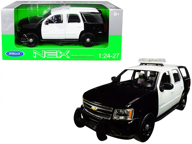 2008 Chevrolet Tahoe Unmarked Police Car Black And White 1/24 Diecast Model By Welly 1