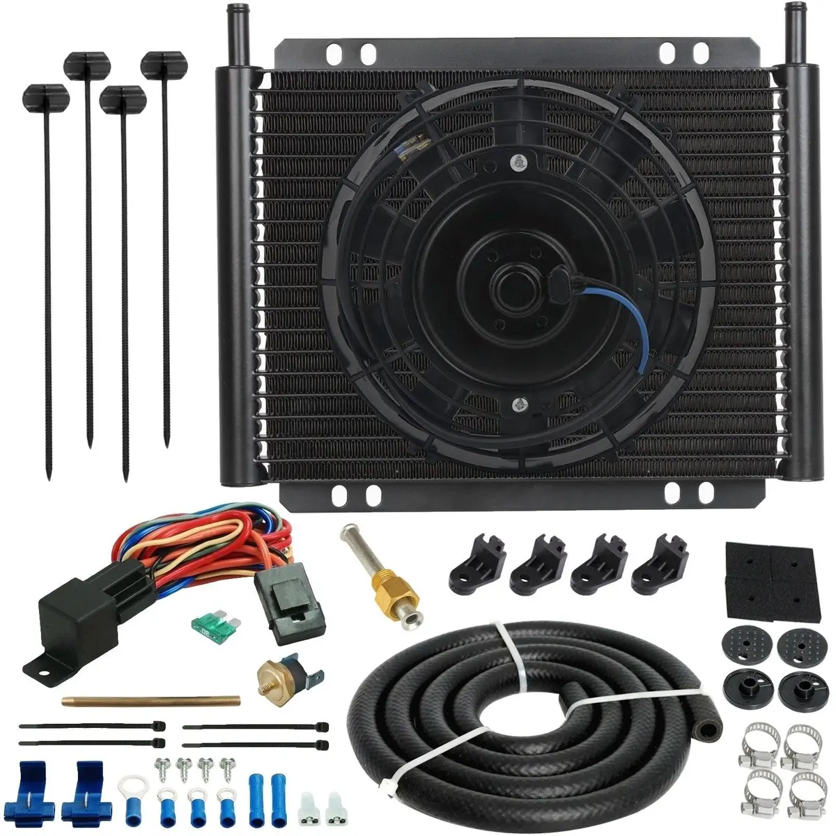 23 Row 6An Transmission Oil Cooler Electric Fan Push-In Probe Temp Switch Kit 1