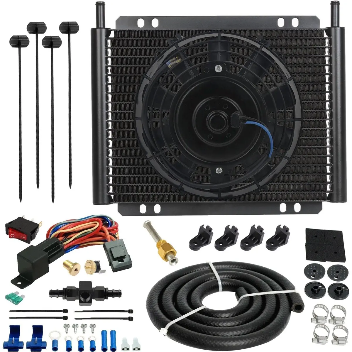 23 Row 6An Transmission Oil Cooler Electric Fan Hose Line Thermostat Switch 1