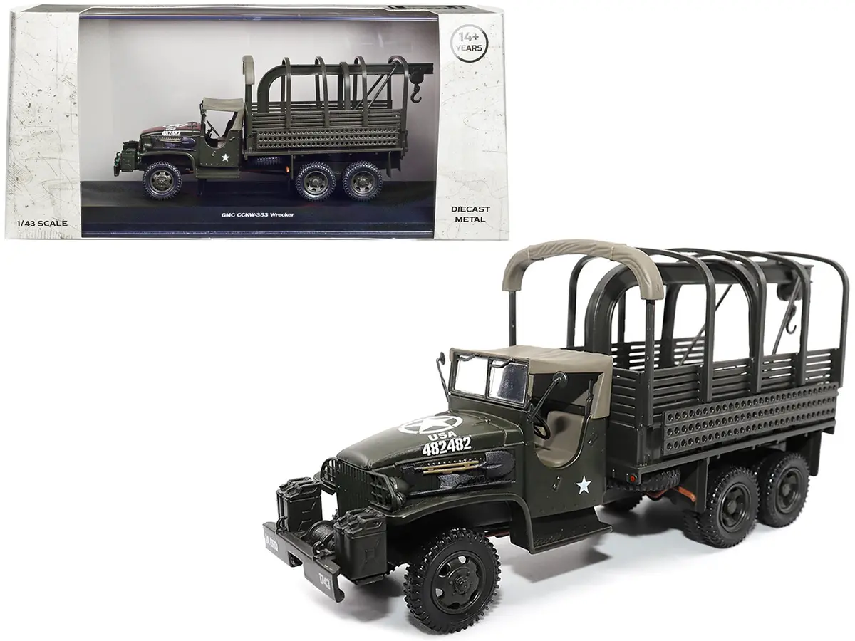 Gmc Cckw353 Wrecker Tow Truck Olive Drab "United States Army" 1/43 Diecast Model By Militaria Die Cast 1