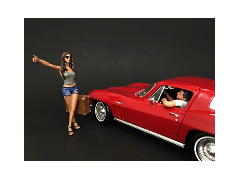 "Hitchhiker" (2 Piece Accessory Figure Set - Green Shirt) For 1/18 Diecast Models By American Diorama 1