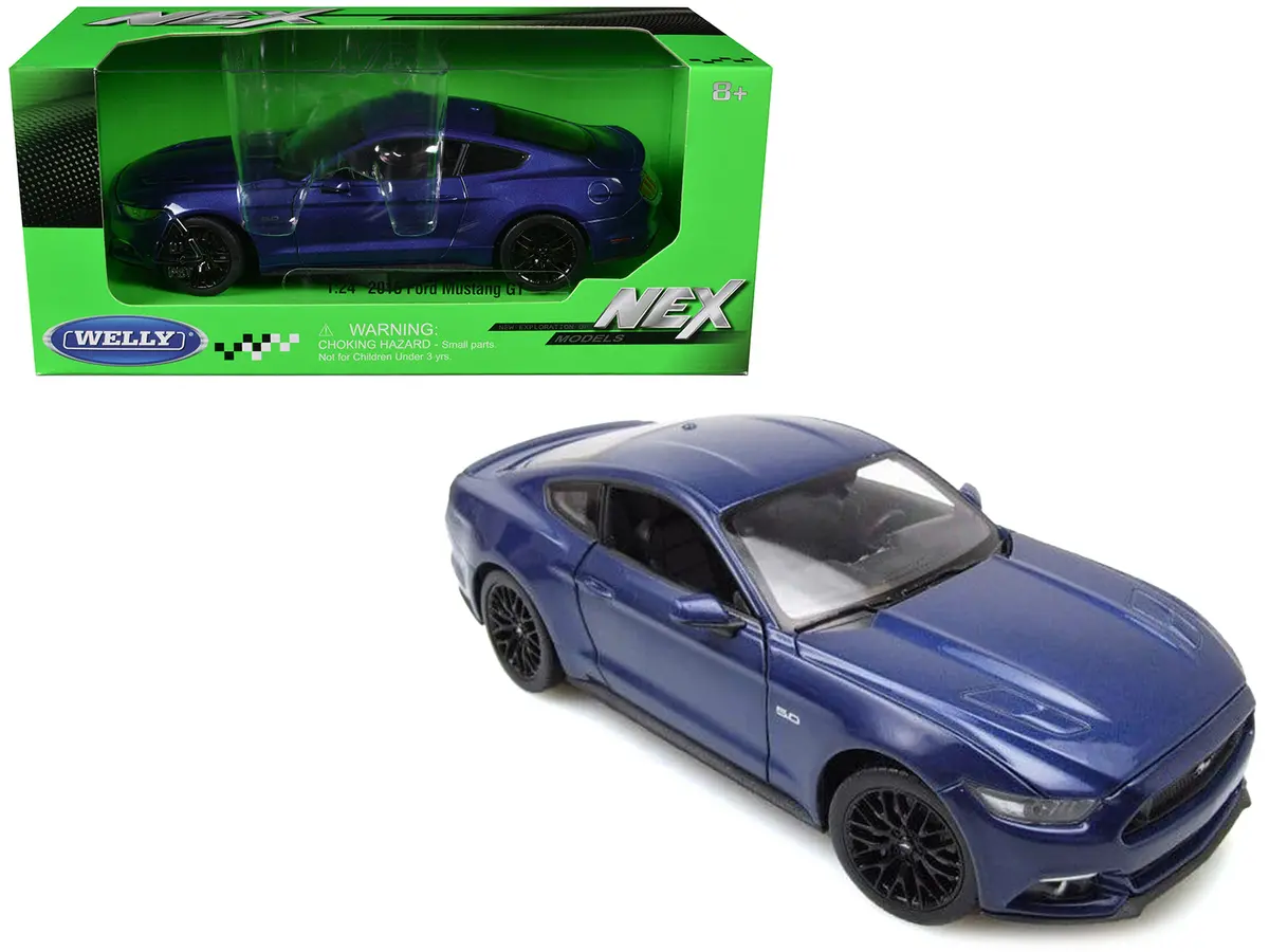 2015 Ford Mustang Gt 5.0 Blue Metallic "Nex Models" Series 1/24 Diecast Model Car By Welly 1