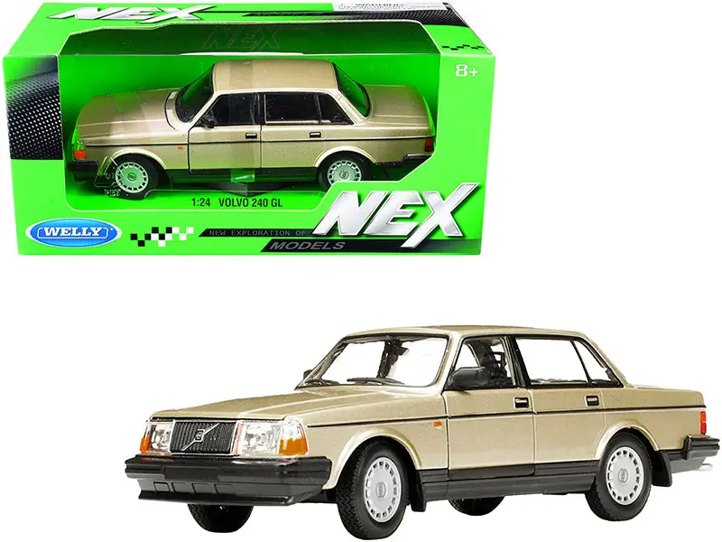 Volvo 240 Gl Gold Metallic "Nex Models" 1/24 Diecast Model Car By Welly 1