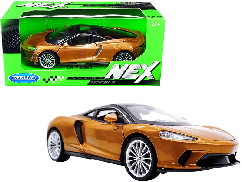 Mclaren Gt Gold Metallic With Black Top "Nex Models" 1/24 Diecast Model Car By Welly 1
