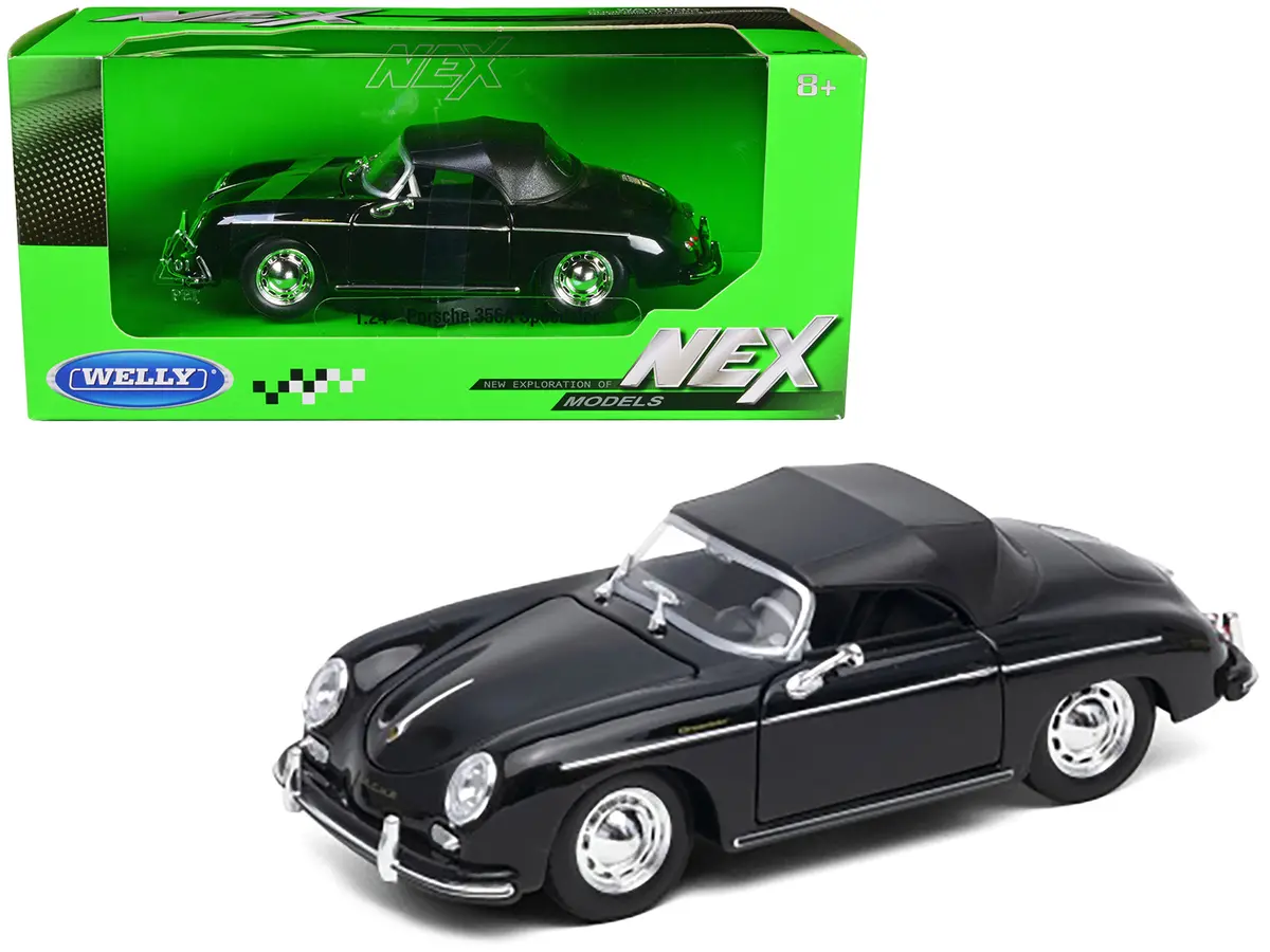 Porsche 356A Speedster Soft Top Black "Nex Models" Series 1/24 Diecast Model Car By Welly 1