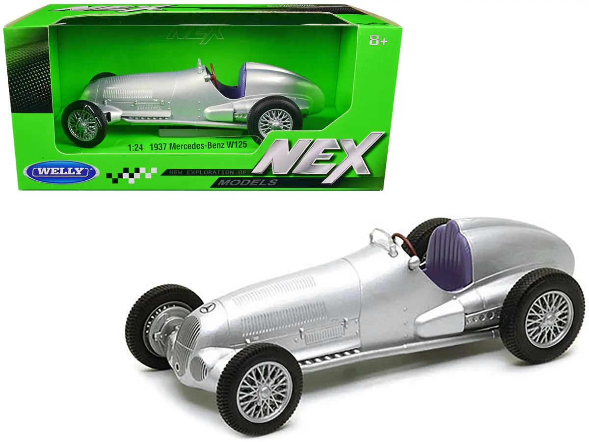 1937 Mercedes-Benz W125 Silver Metallic "Nex Models" Series 1/24 Diecast Model Car By Welly 1