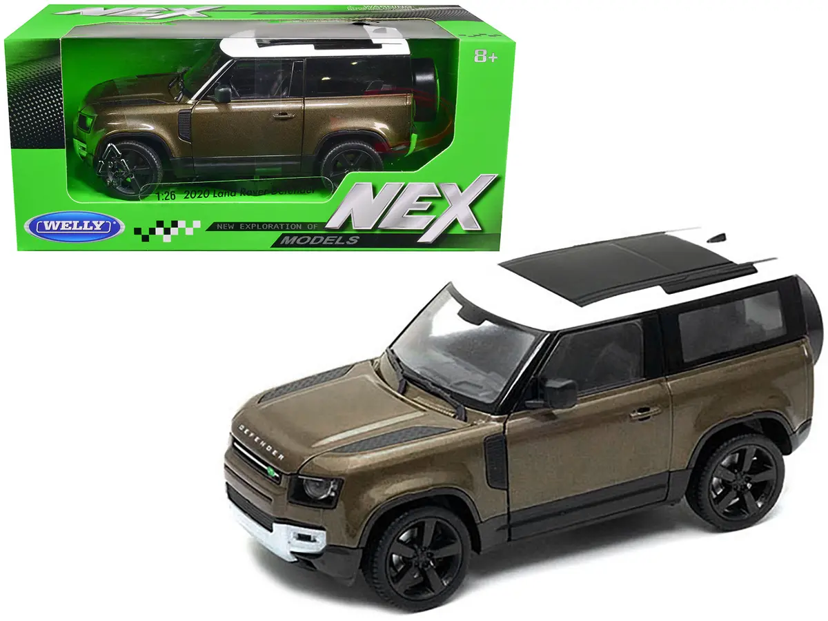 2020 Land Rover Defender Brown Metallic With White Top "Nex Models" 1/26 Diecast Model By Welly 1