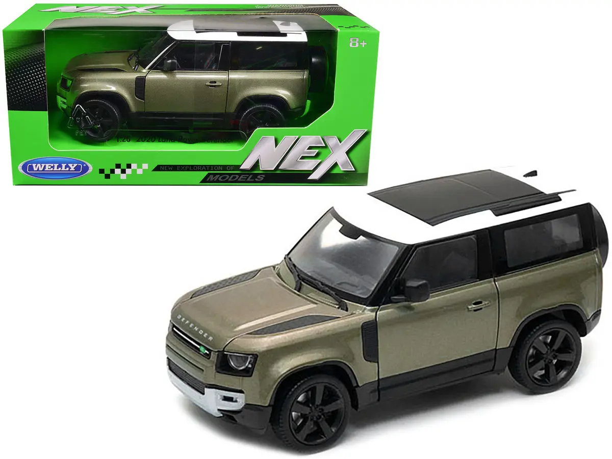 2020 Land Rover Defender Green Metallic With White Top "Nex Models" 1/26 Diecast Model By Welly 1
