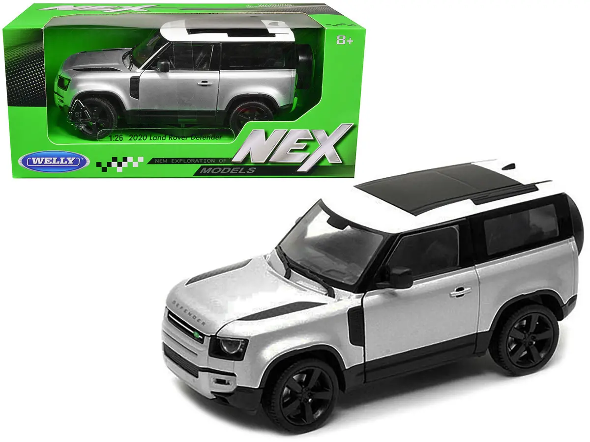 2020 Land Rover Defender Silver Metallic With White Top "Nex Models" 1/26 Diecast Model Car By Welly 1