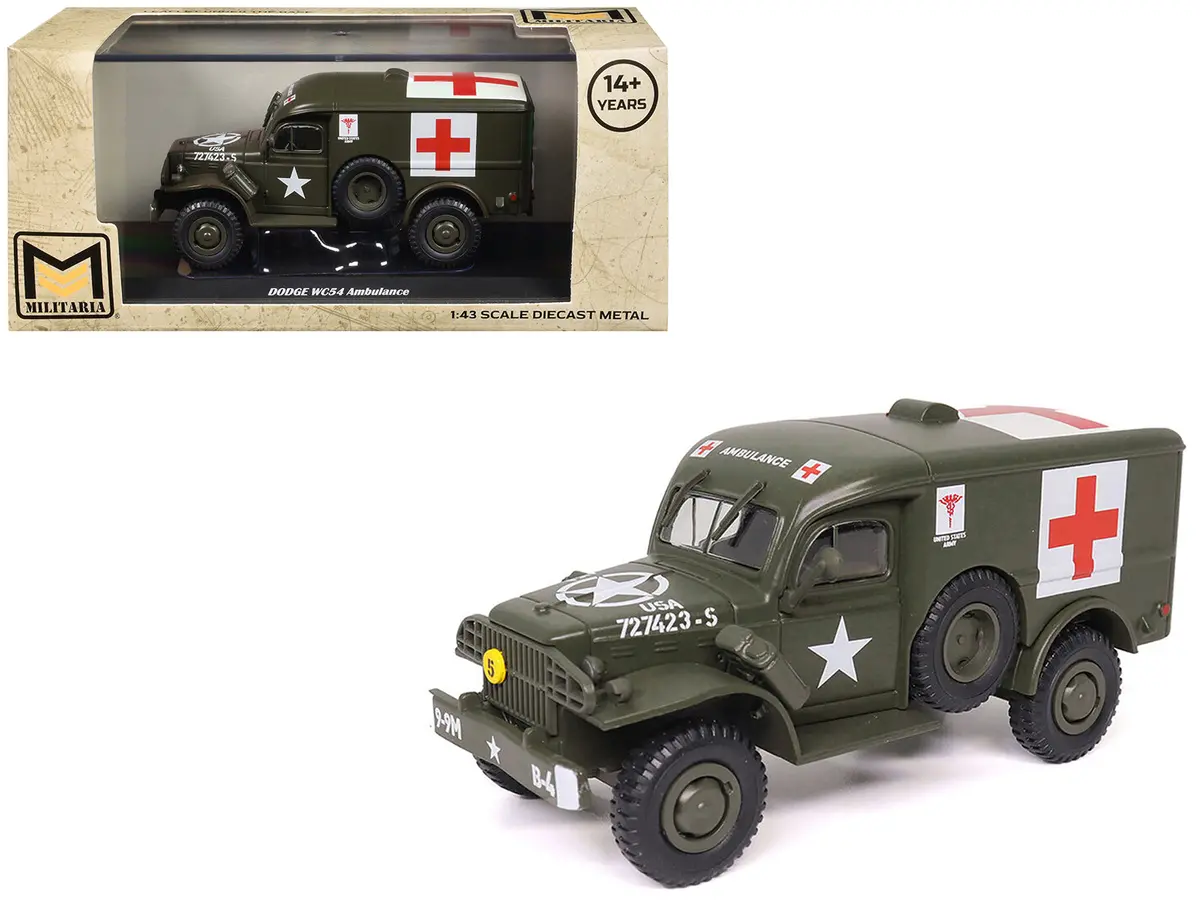 Dodge Wc54 Ambulance Olive Drab "United States Army" 1/43 Diecast Model By Militaria Die Cast 1