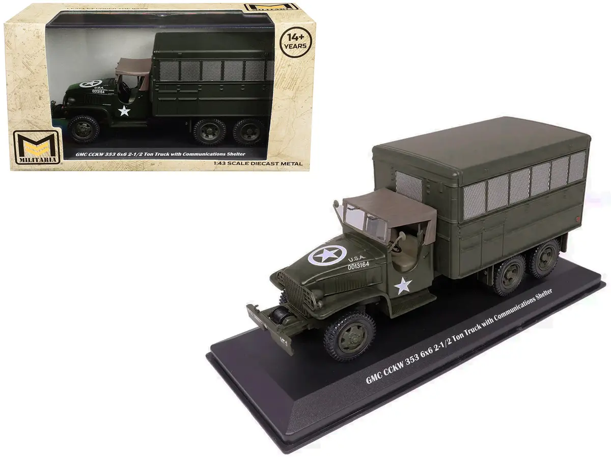 Gmc Cckw 353 6X6 2-1/2 Ton Truck With Communications Shelter Olive Drab "United States Army" 1/43 Diecast Model By Militaria Die Cast 1