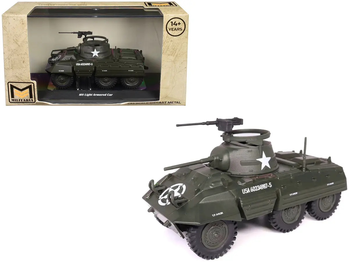 M8 Light Armored Car Olive Drab "United States Army" 1/43 Diecast Model By Militaria Die Cast 1