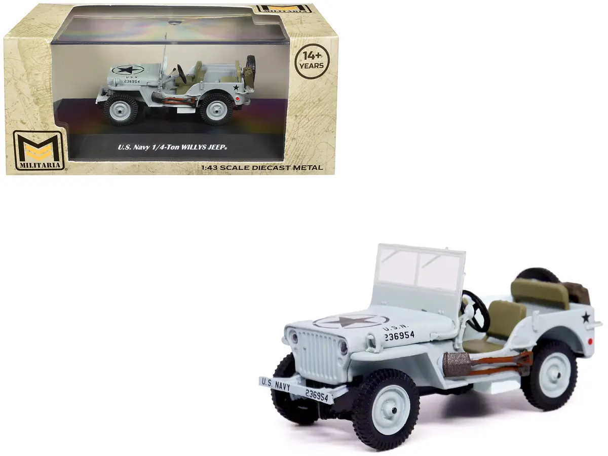 Willys Jeep 1/4-Ton Car Light Blue "United States Navy" 1/43 Diecast Model By Militaria Die Cast 1