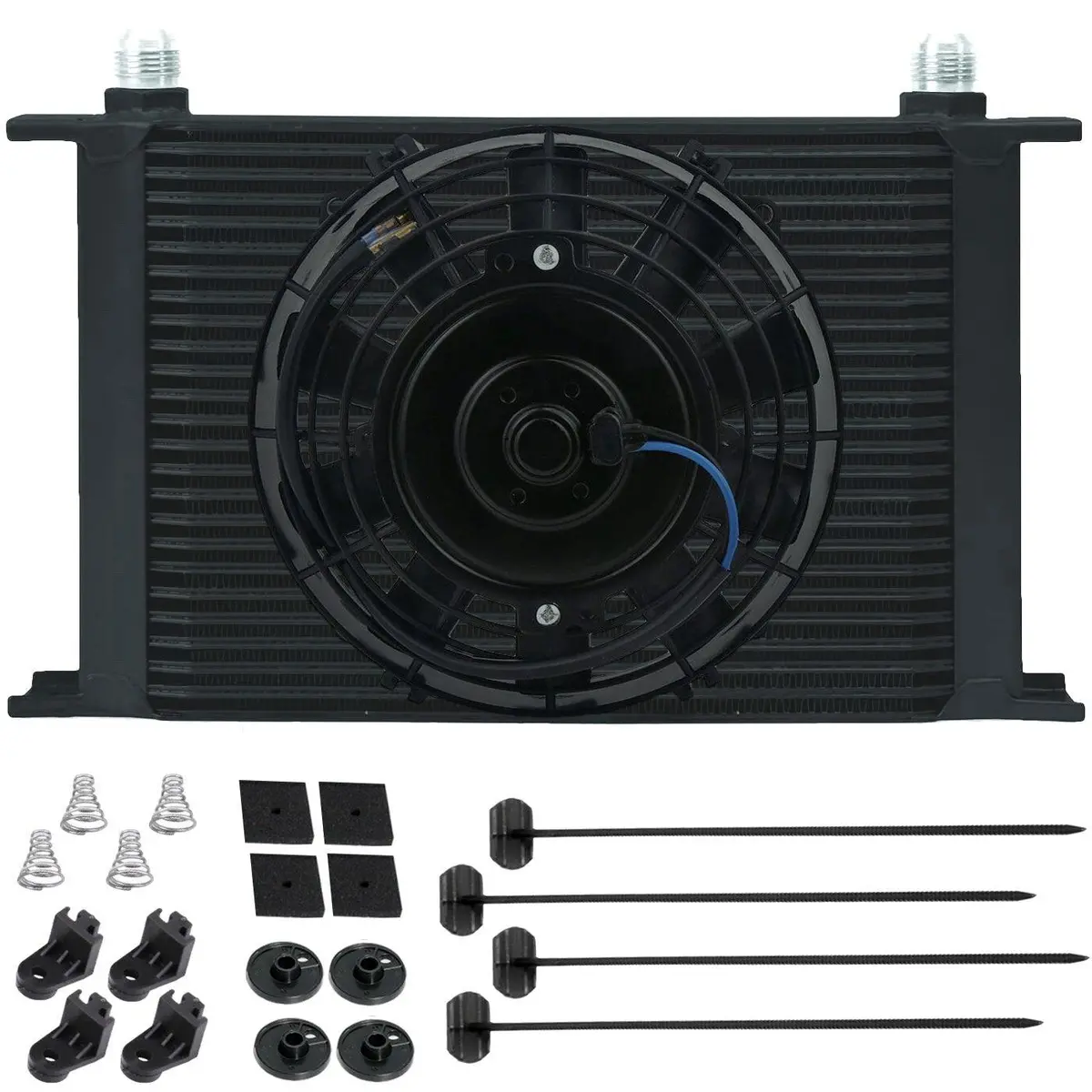 25 Row 6An-10An Hose Adapter Transmission Oil Cooler Electric Fan Kit 1