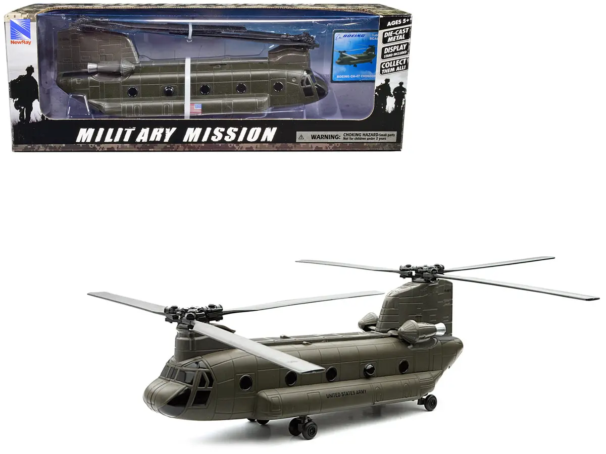 Boeing Ch-47 Chinook Aircraft "United States Army" Olive Drab "Military Mission" Series 1/60 Diecast Model By New Ray 1